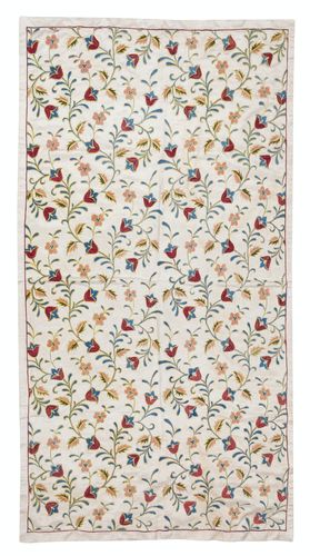 32x59 In 100% Silk Wall Hanging. Modern Wall Decor. Embroidered Tablecloth