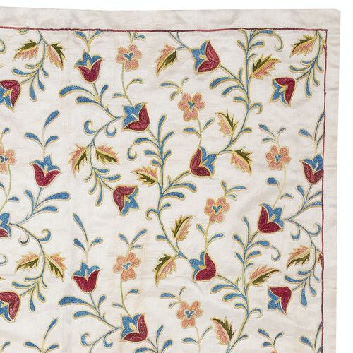 32x59 In 100% Silk Wall Hanging. Modern Wall Decor. Embroidered Tablecloth photo for sale