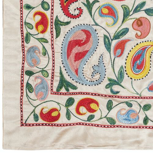 Tenture murale traditionnelle 100 % soie, 21 x 36 in. Nappe brodée. Décoration murale St59 photo Art