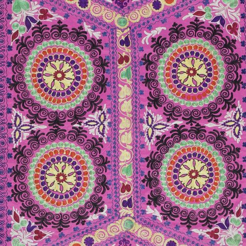 4,3 x 5,3 ft geborduurde zijden en katoenen wanddecoratie. Roze bedsprei. Nieuw tafelkleed photo 447.0