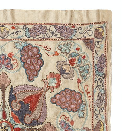 28x30 In 100% Silk Wall Hanging. Modern Embroidered Tablecloth. Decorative Throw photo for sale
