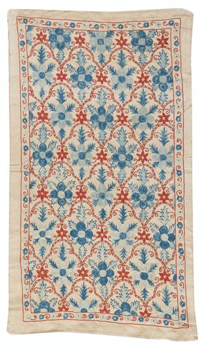 20x36 In 100% Silk Wall Hanging. Modern Wall Decor. Embroidered Tablecloth