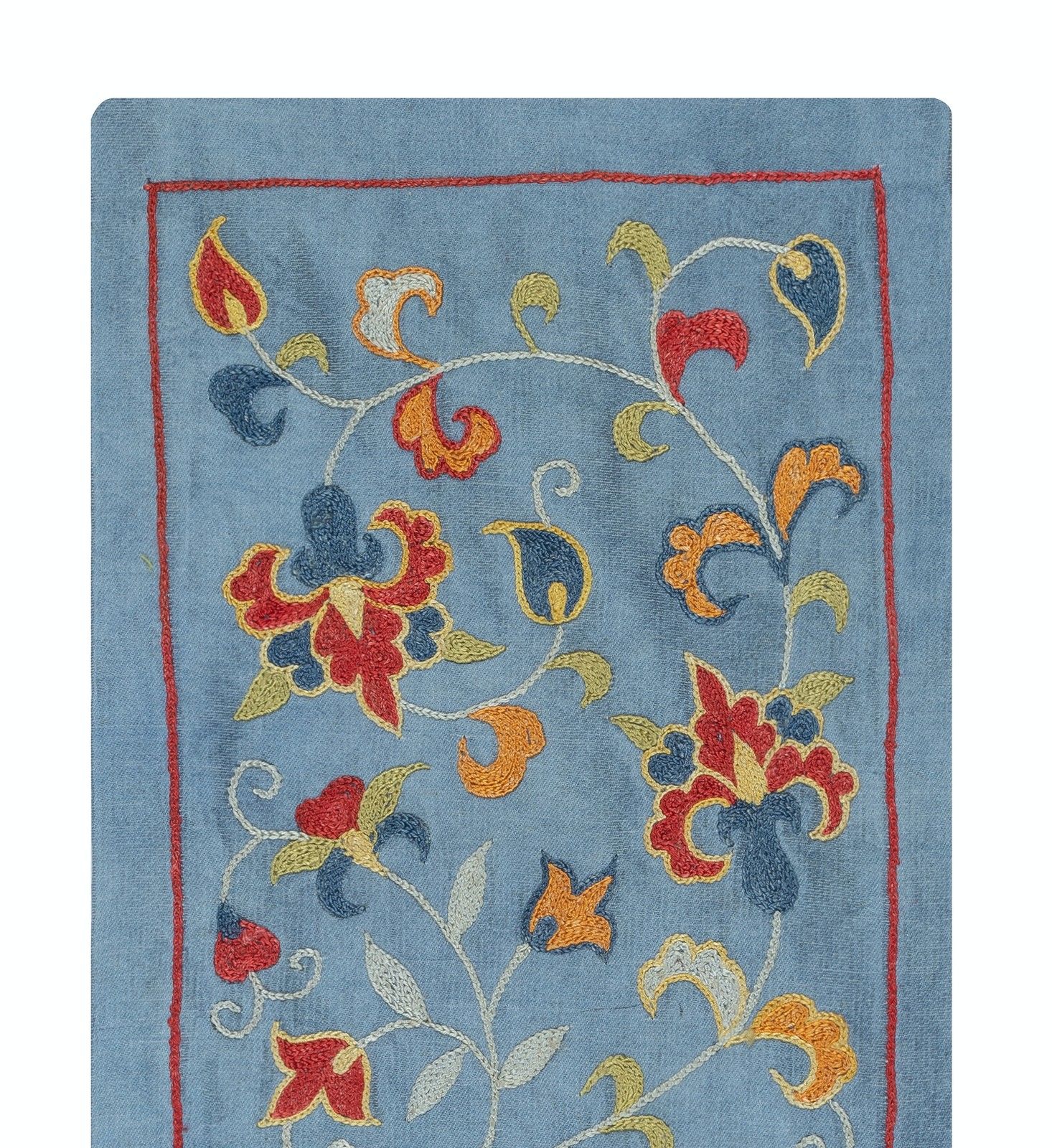 9"X23" Embroidered 100% Silk Wall Hanging. Boho Wall Decor. Traditional Tapestry photo furniture