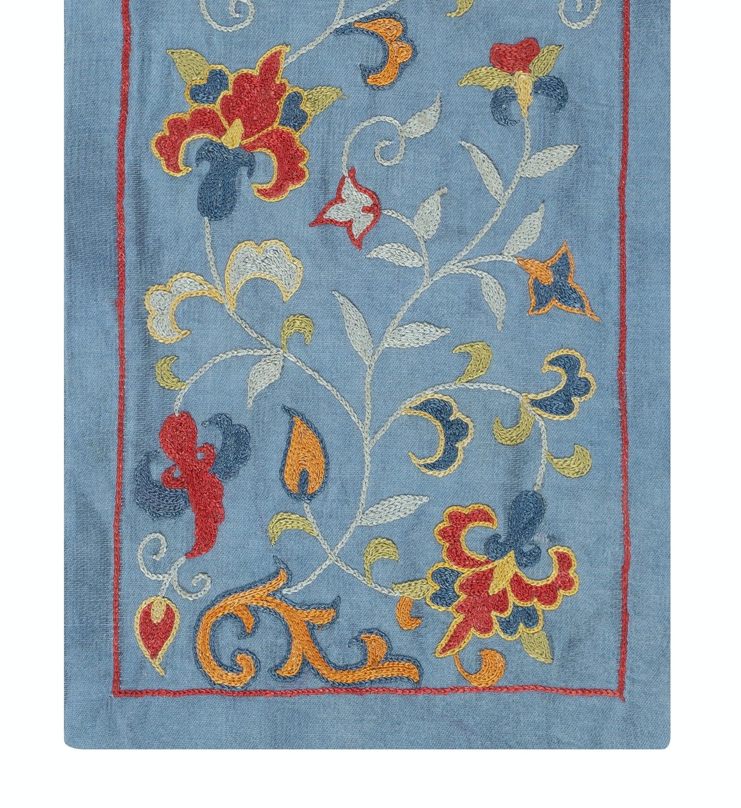 9"X23" Embroidered 100% Silk Wall Hanging. Boho Wall Decor. Traditional Tapestry photo for sale