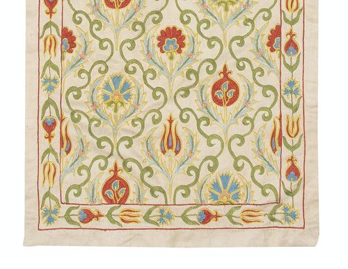 Tenture murale en soie, 20 x 68 in. Chemin de table brodé. Nappe traditionnelle photo 651.0