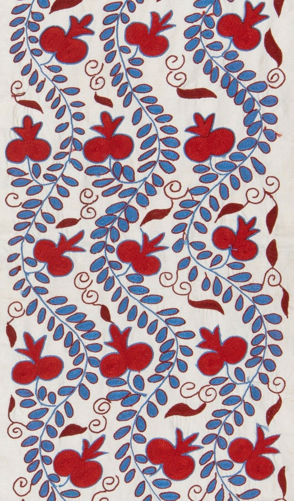 Nappe textile Suzani asiatique 1,7 x 6,3 ft. Couvre-lit brodé en coton et soie photo Textiles