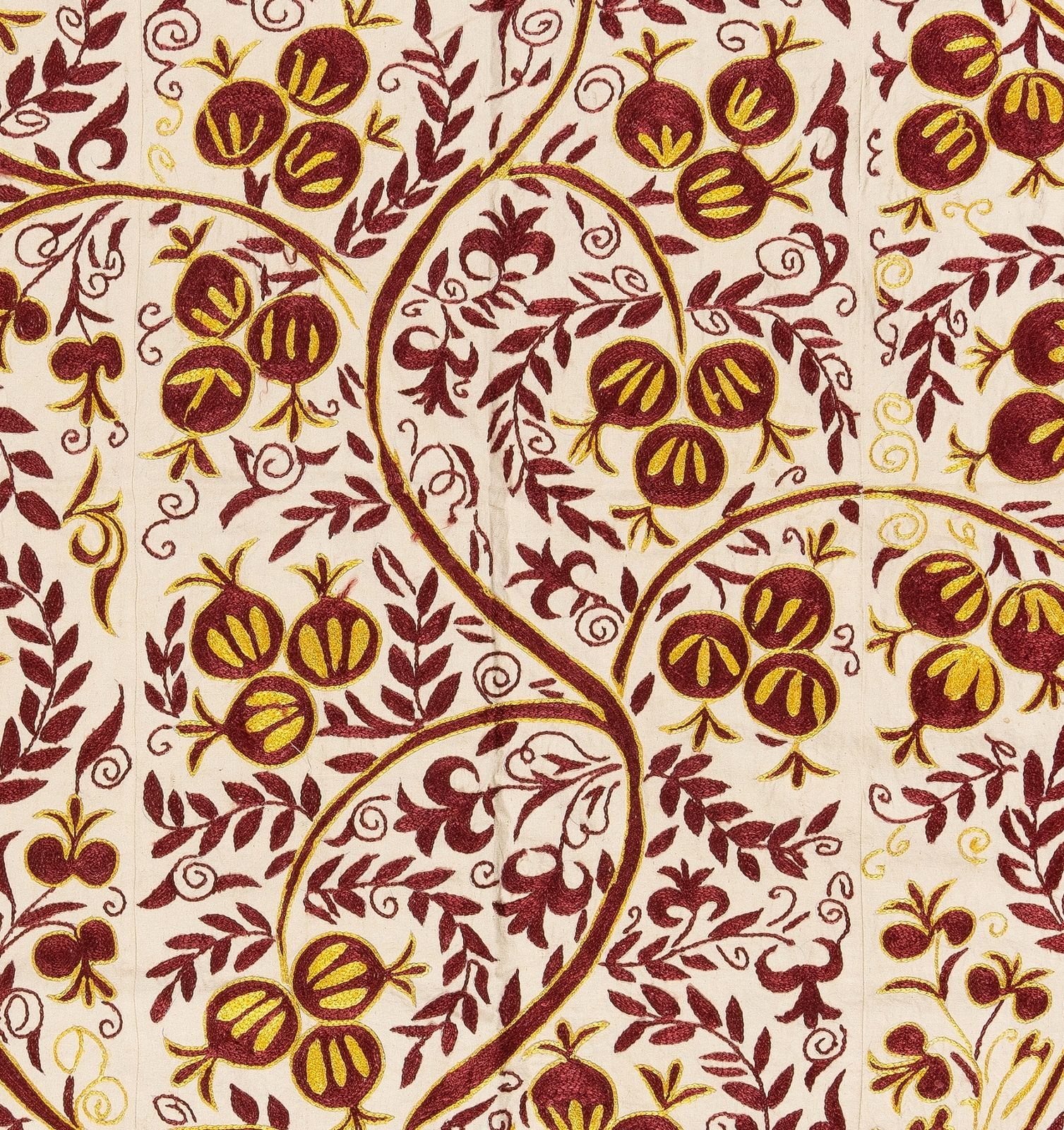 5x6.6 Ft Silk Suzani Pomegranate Tree Design Bed Cover, Embroidered Wall Hanging photo Art