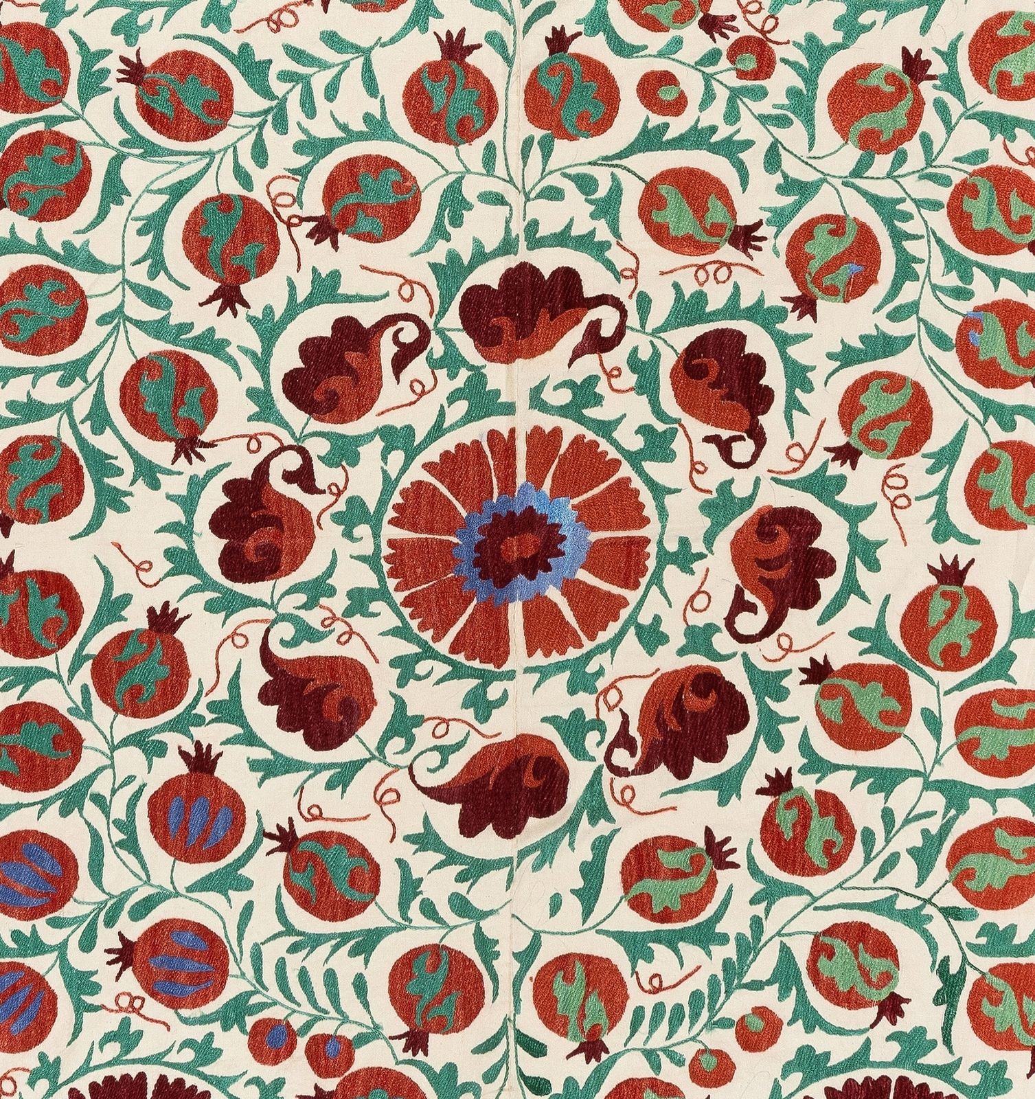 6.8x7.9 Ft New Uzbek Suzani Textile. Embroidered Cotton & Silk Bed Cover photo Textiles