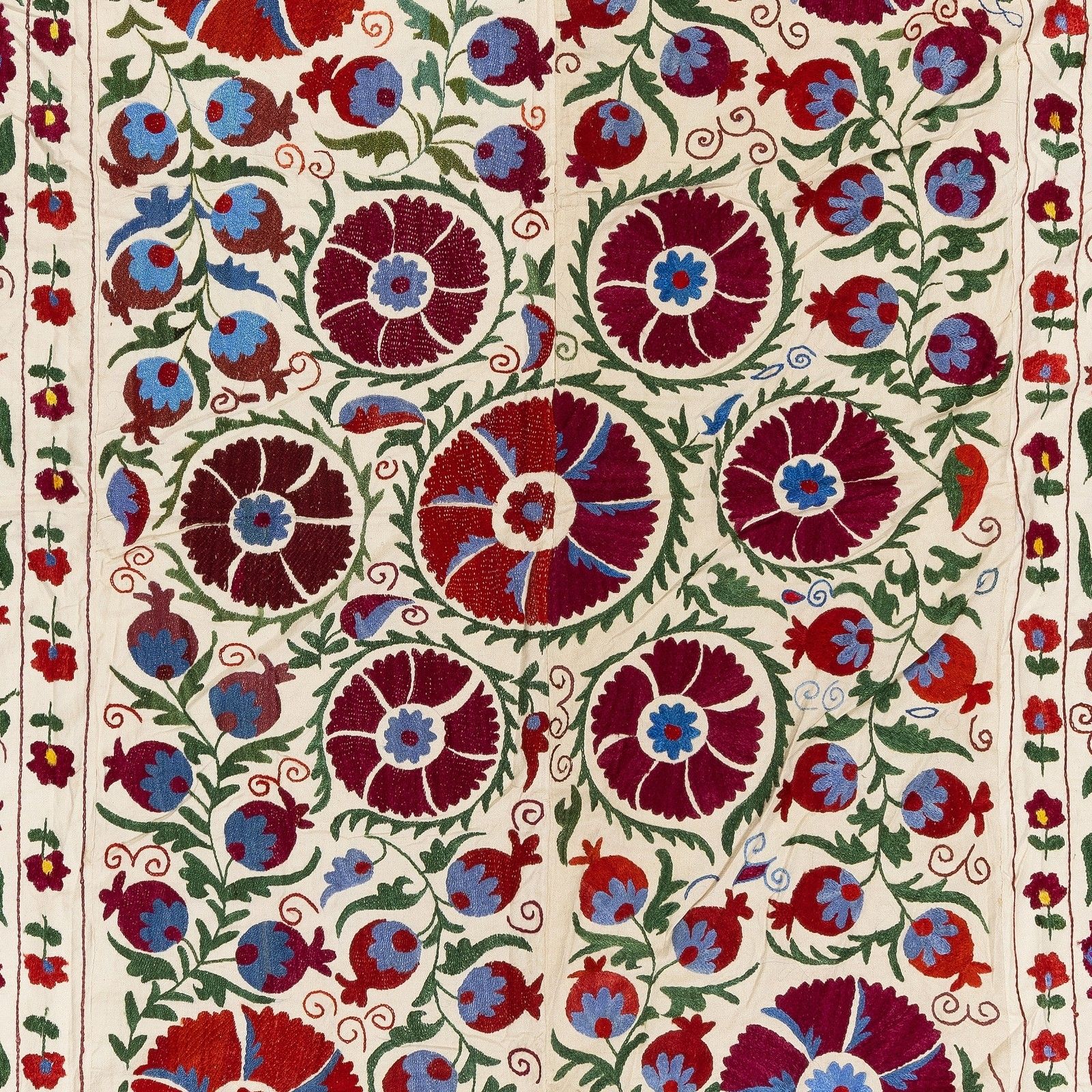 6.2x7.8 Ft Embroidered Bedspread, Suzani Wall Hanging, Needlework Table Cover photo vinterior