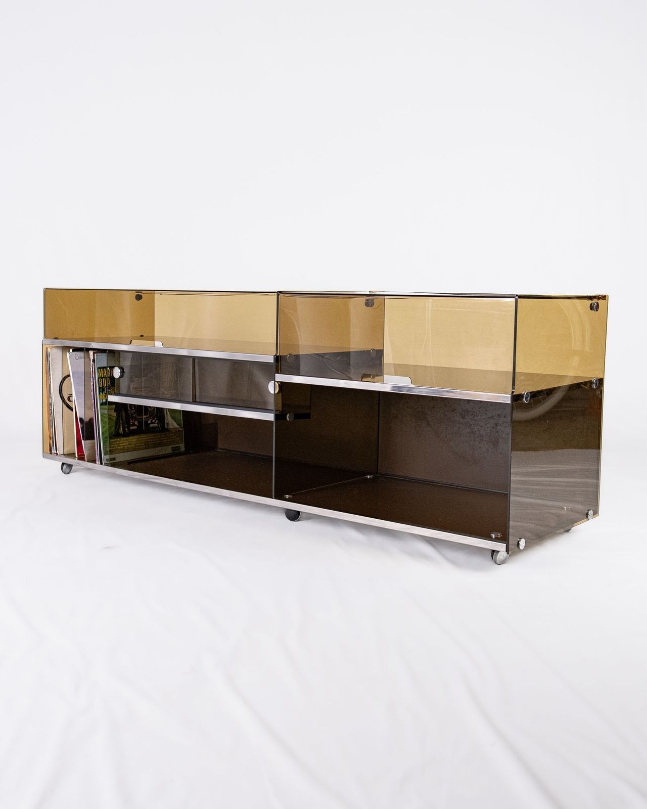 Hi Fi Sideboard In Smoked Plexiglas, Made In France, 1970s photo for sale