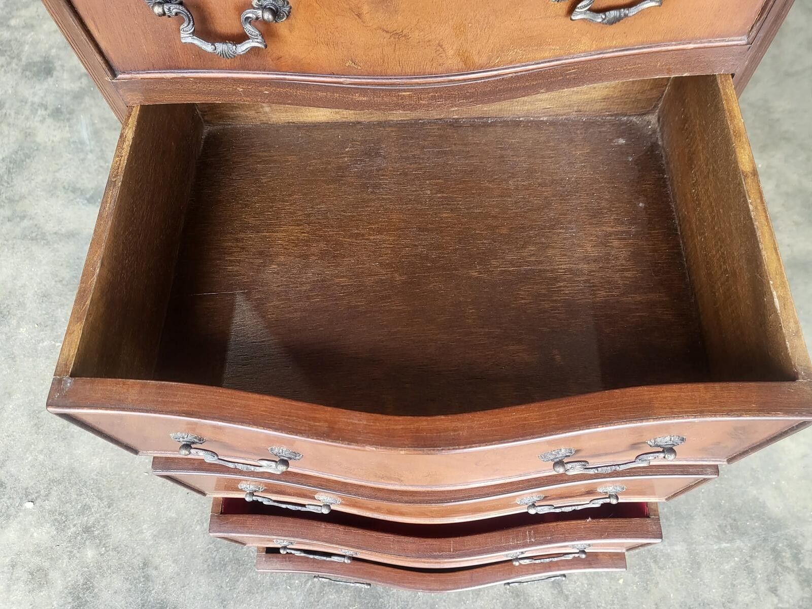 Antique Repro Small Tall Slim Serpentine Chest Of 6 Drawers photo buy