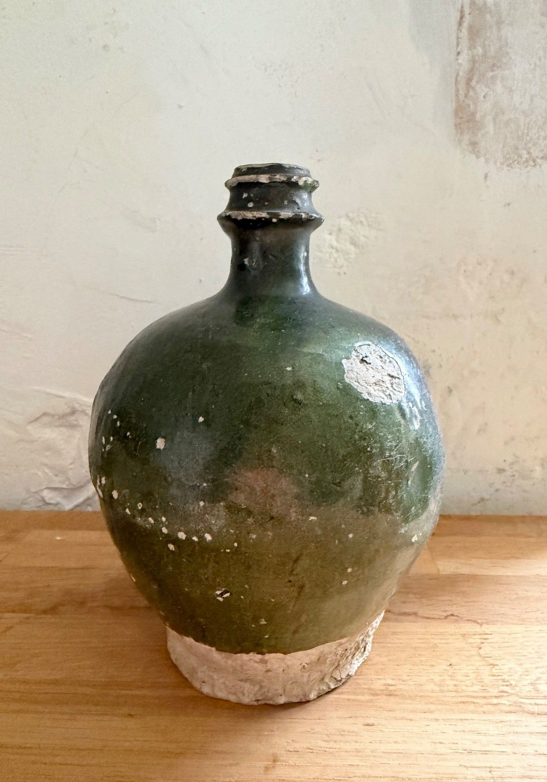 Antique 19thc French Jug Pitcher Olive Oil Sadirac Green Glaze 21cm Terracotta photo 75.0