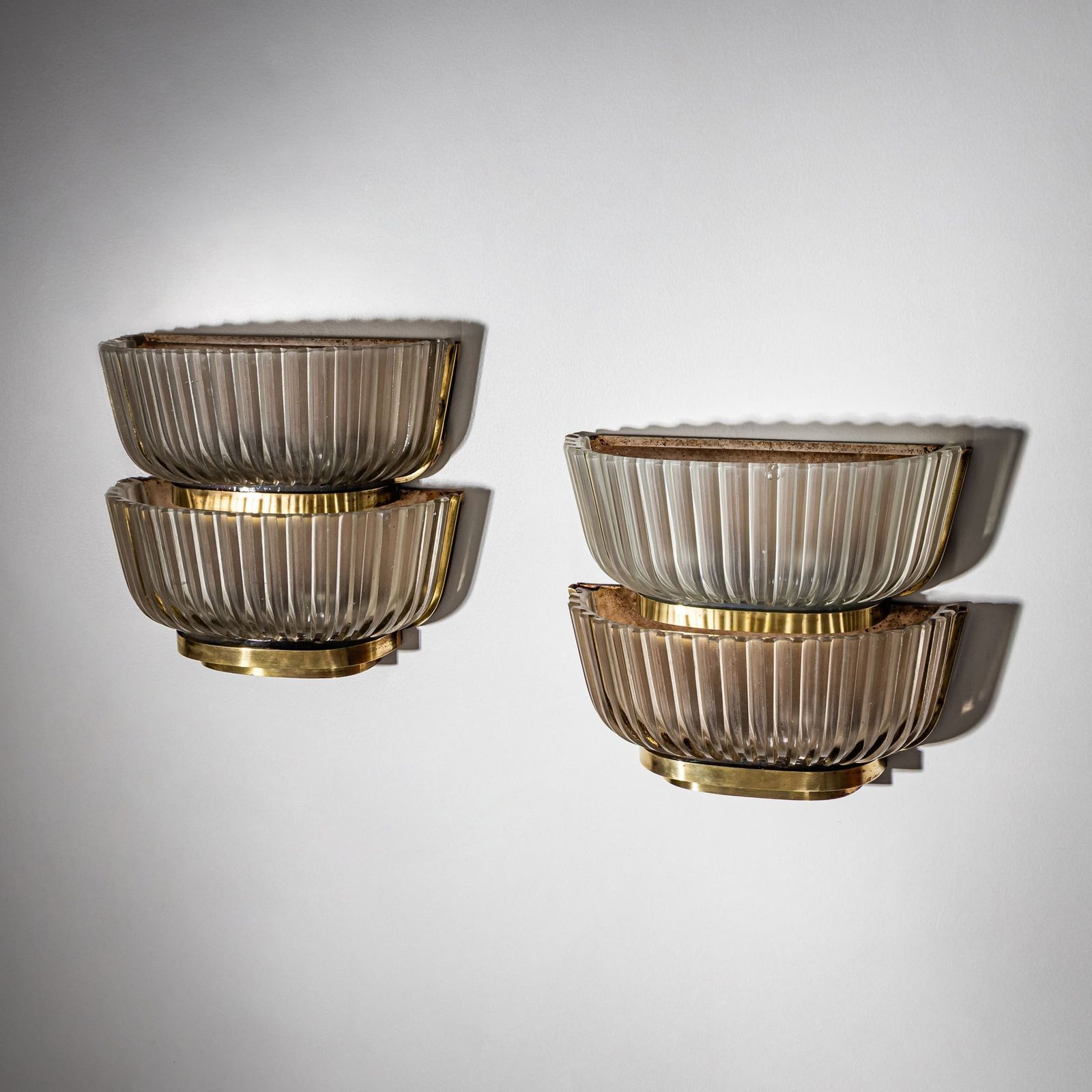 Pair Of Art Deco Glass Wall Lights, Attributed To Archimede Seguso, Italy, 1940s photo Lighting