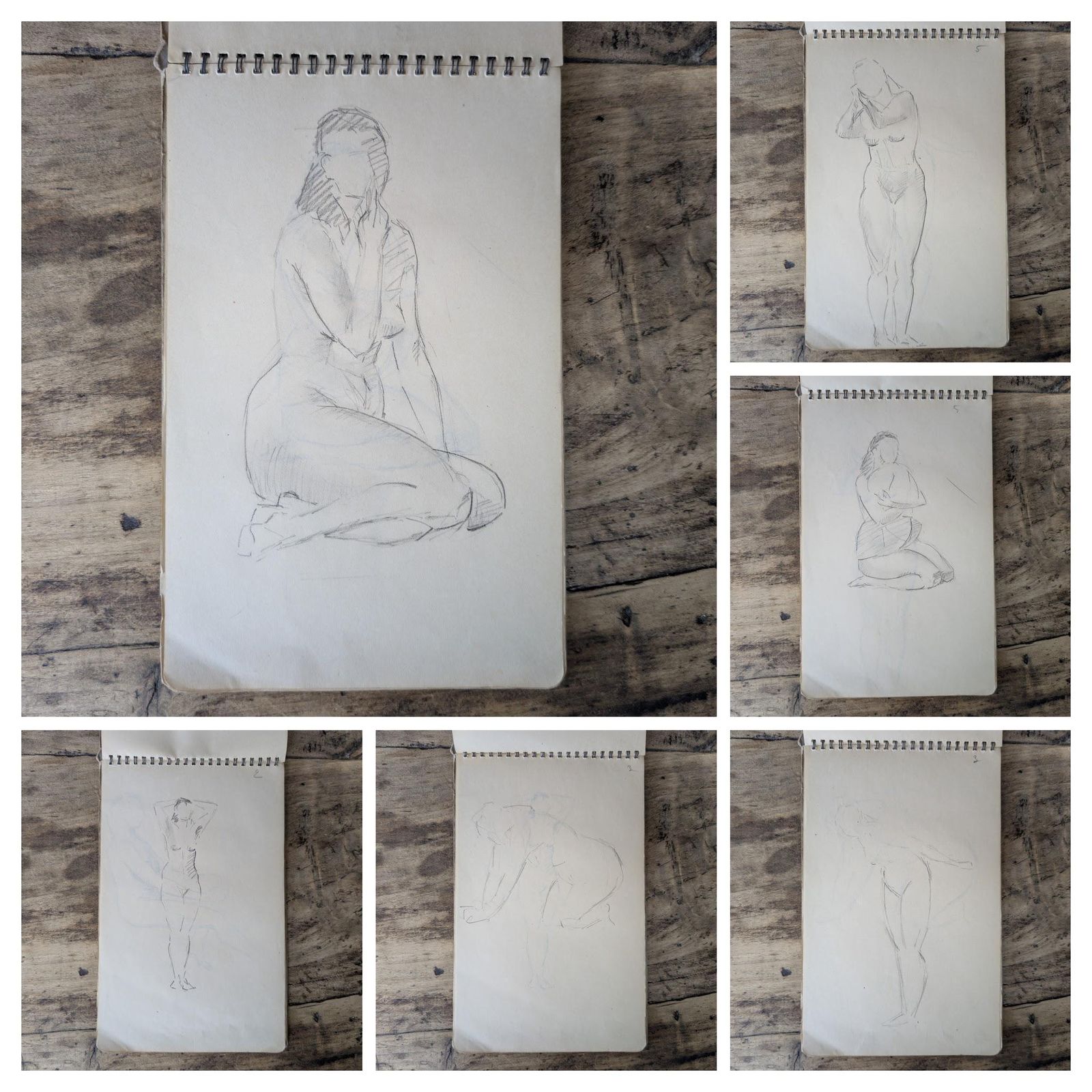 1940s Canson Sketchbook, Original French Life Drawings Figure Studies 47 Pages photo Art