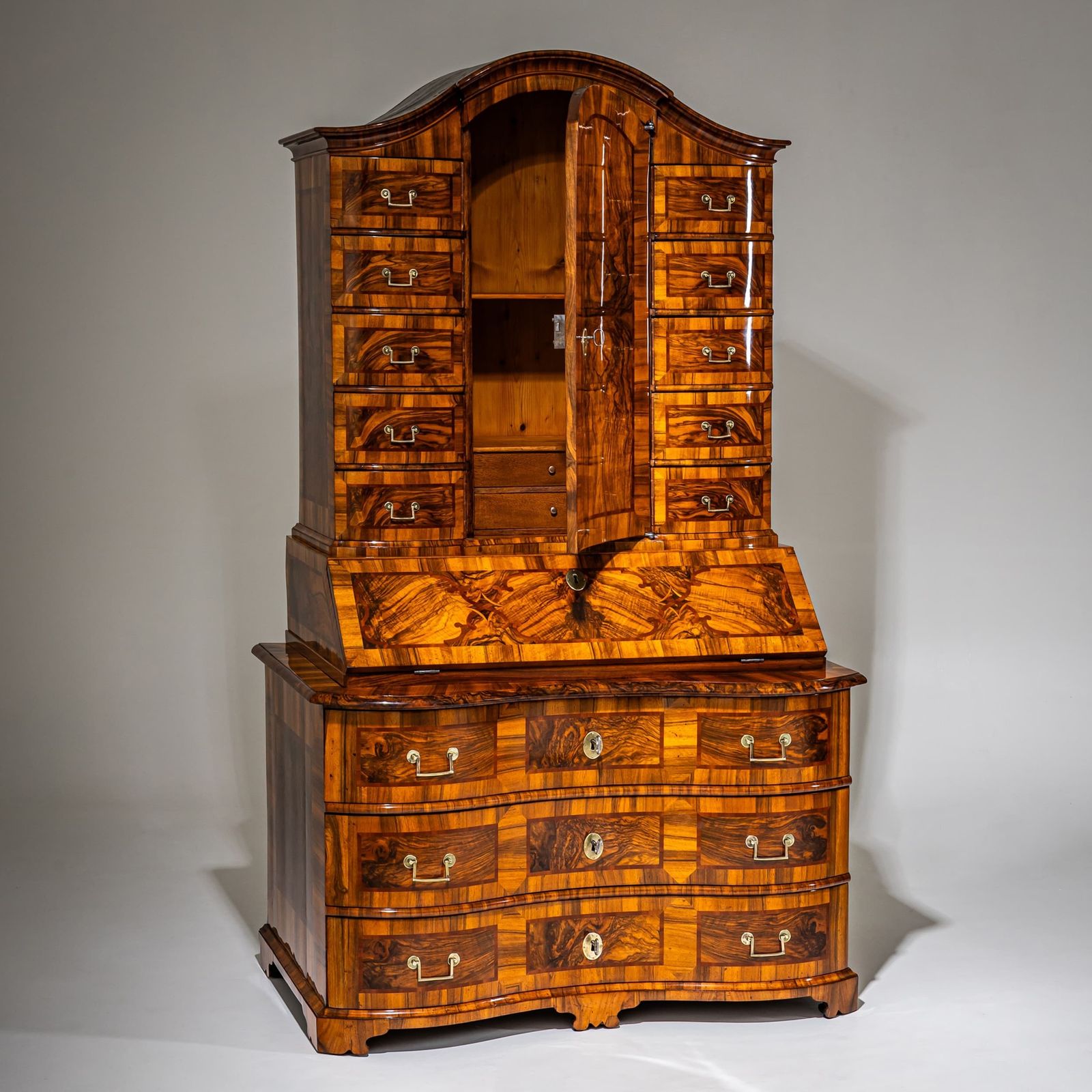 Baroque Slant Front Secretary In Walnut, Mid 18th Century photo Furniture