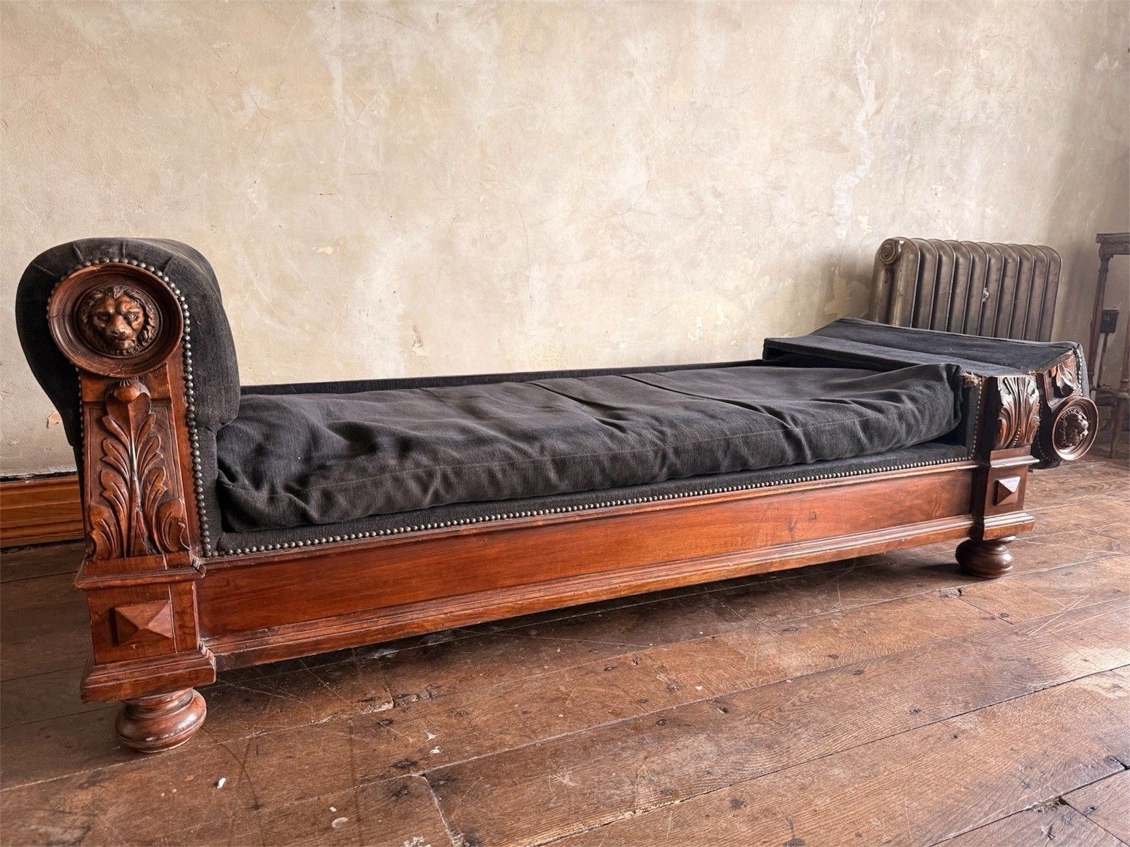 Rare Grey Black Antique Drop End Window Seat Daybed Chaise Longue Sofa 1880 C photo buy