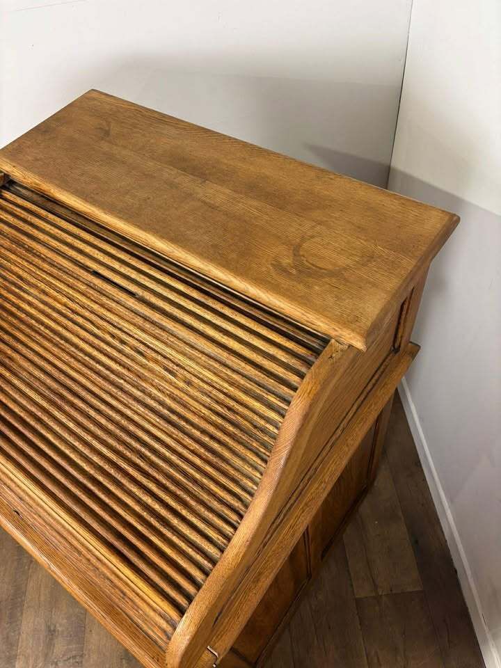 Edwardian Oak Small Roll Top Desk photo Furniture