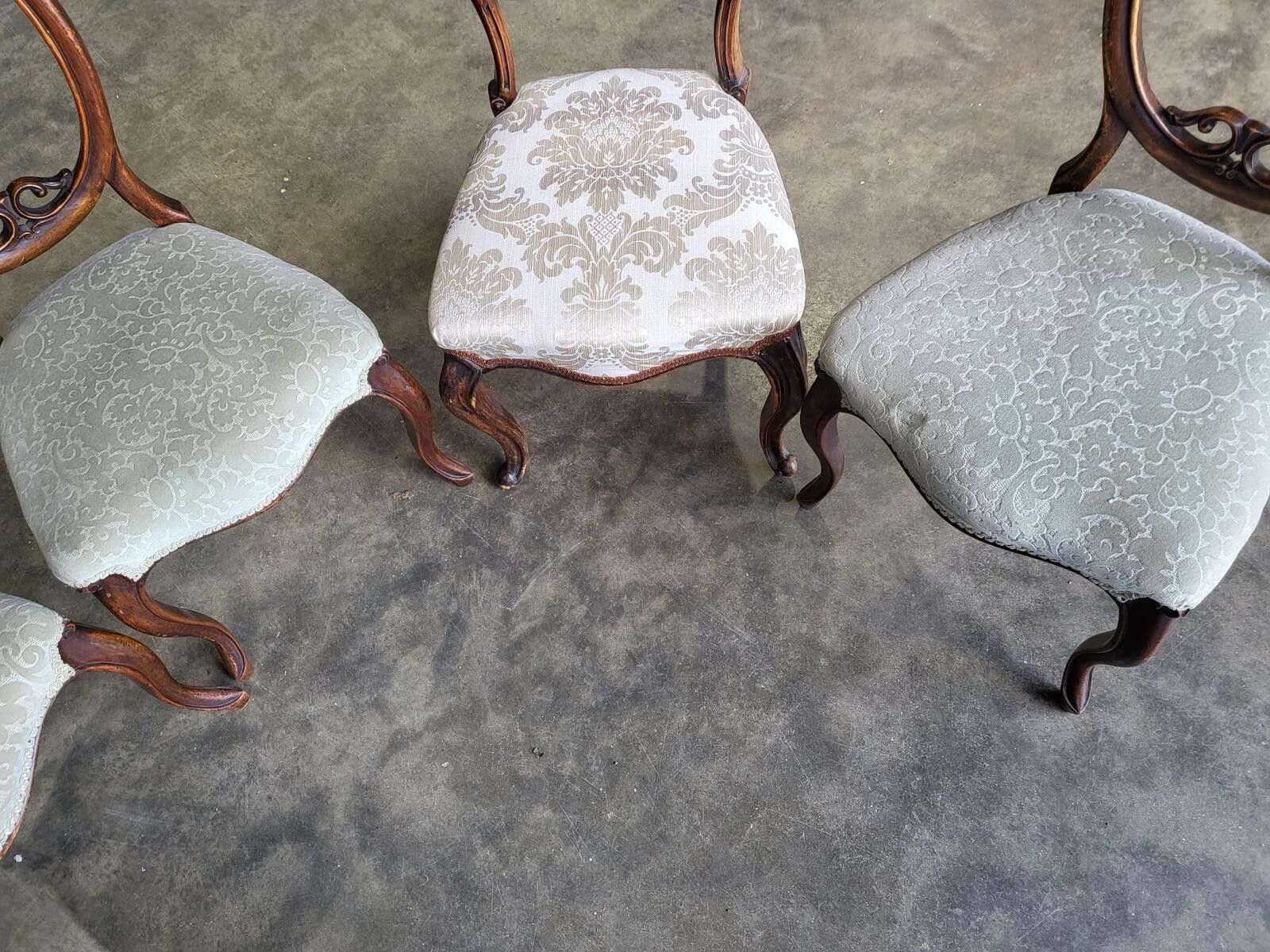Six Mix Antique Edwardian Balloon Back Dining Chairs Cabriole Legs photo vinterior