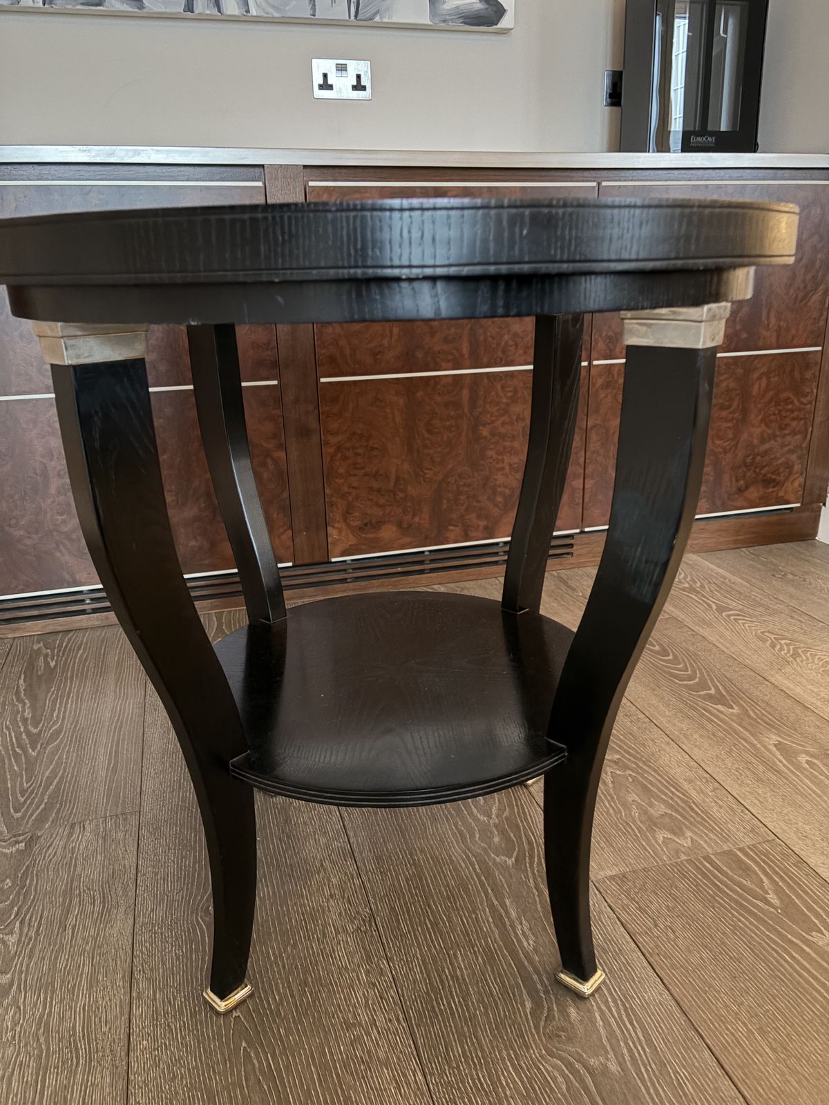 Nina Campbell Massanet Centre Table – Ebonised Oak & Nickel