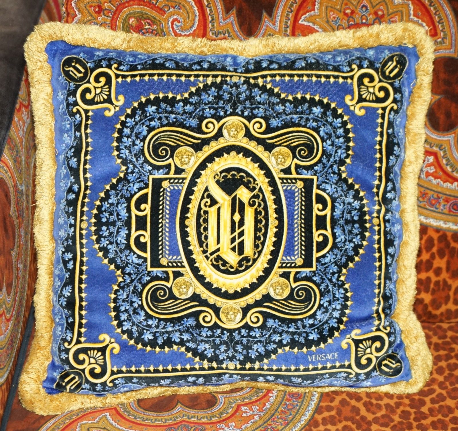 photo for sale Three Rrp £2,250 Versace Italy 2003 Ilian Rachov Designed Silk Scatter Cushions