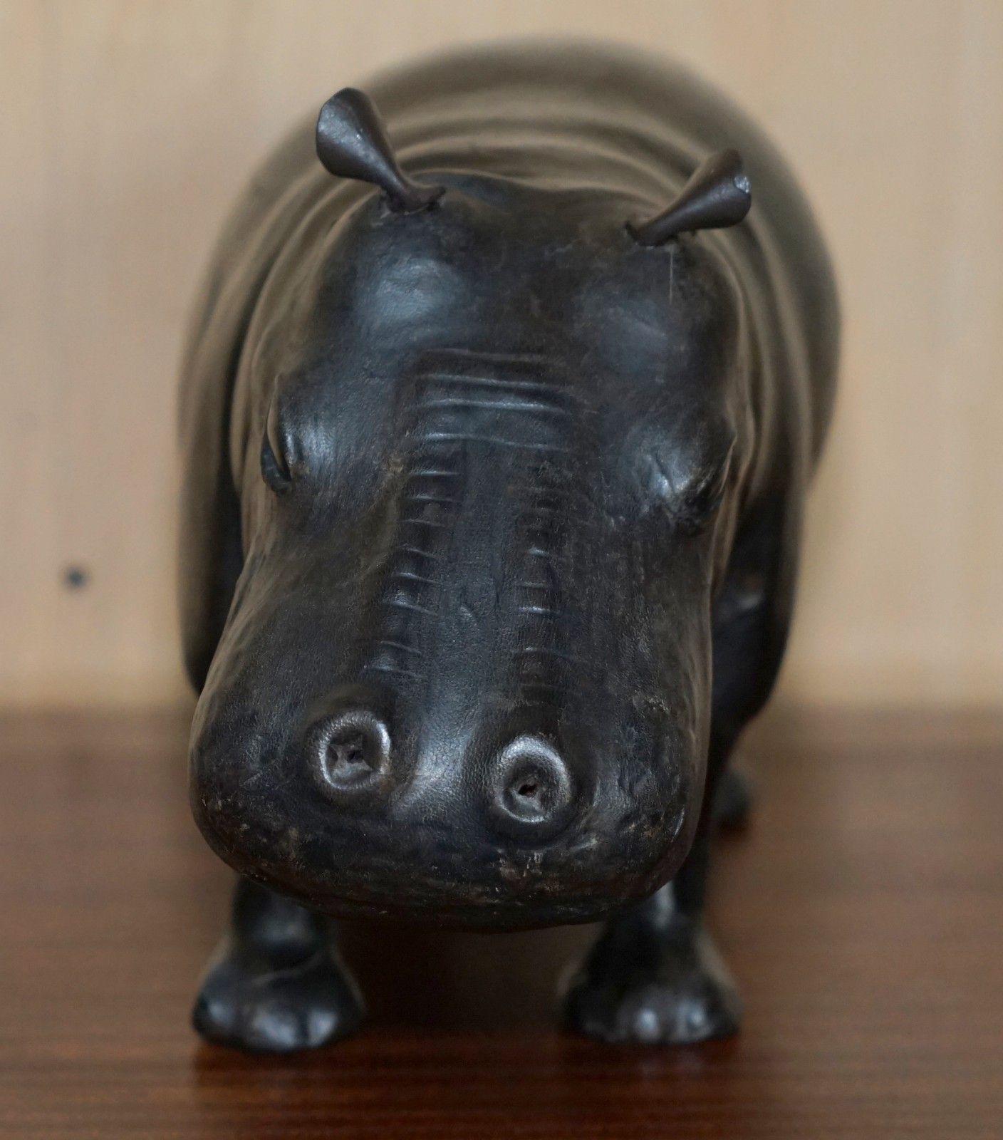 Lovely Liberty's London Omersa Brown Leather Hippopotamus Footstool Hippo photo furniture