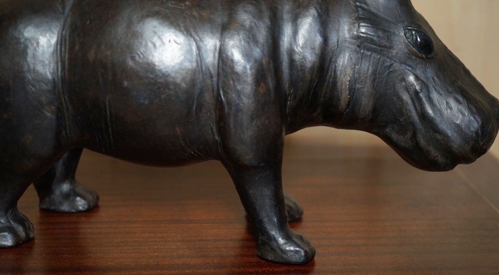 1750.0 Lovely Liberty's London Omersa Brown Leather Hippopotamus Footstool Hippo photo