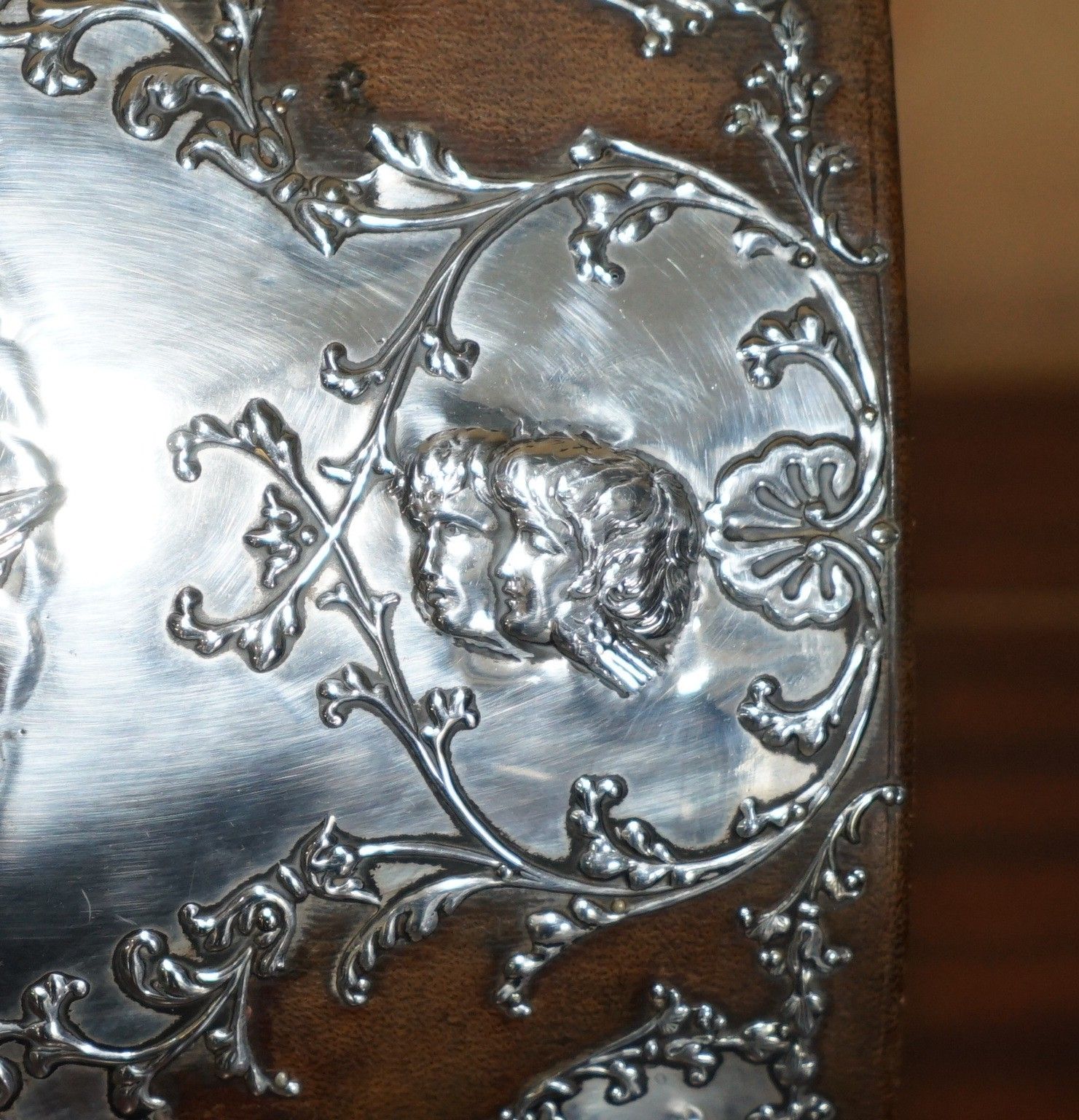 Home Decor 1901 Birmingham Made Matthew John Jessop Sterling Silver Cherub Stationery Box photo