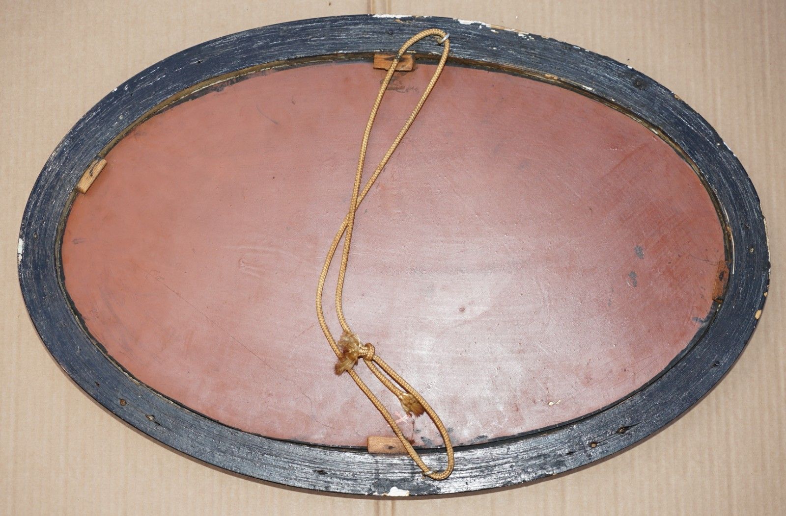 1350.0 Lovely Antique Chinese Chinoiserie Oval Framed Mirror With Ornate Hand Paintings photo