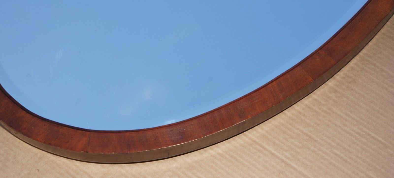 Sublime Antique Art Deco Mercury Plate Venetian Mahogany Framed Oval Mirror photo 795.0