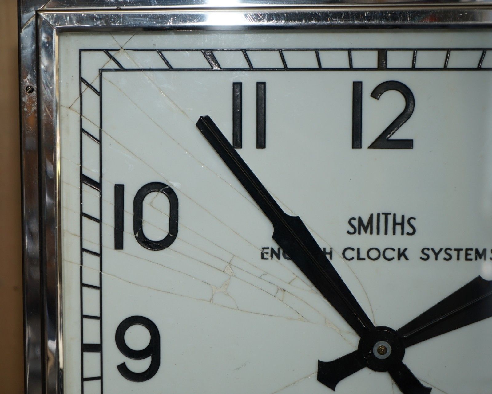 3950.0 Huge 1920's Art Deco Chromium Plated Smiths Double Sided Ceiling Mounted Clock photo