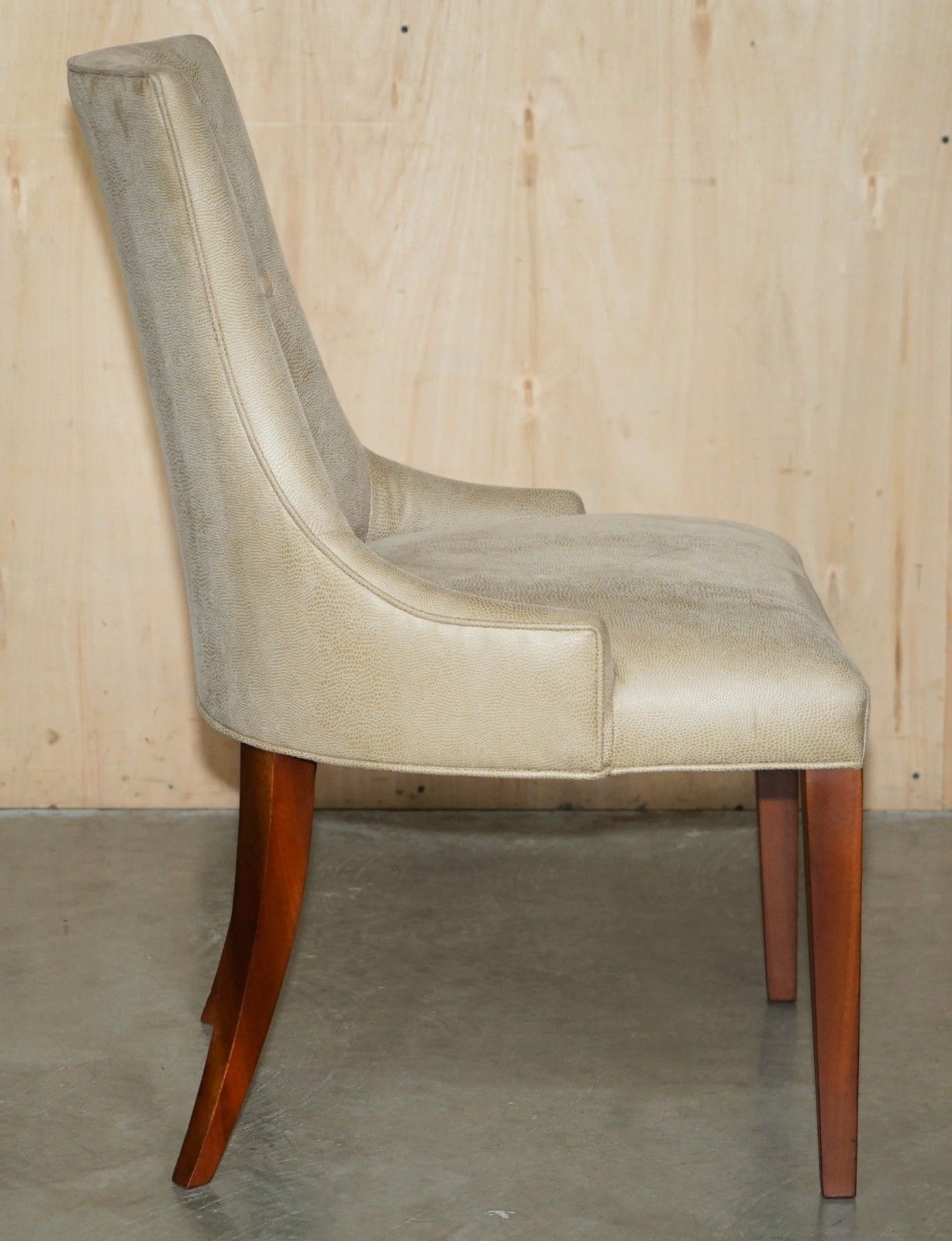 3950.0 Eight Tim Gosling Designer Faux Shagreen Upholstered Suede Feel Dining Chairs photo
