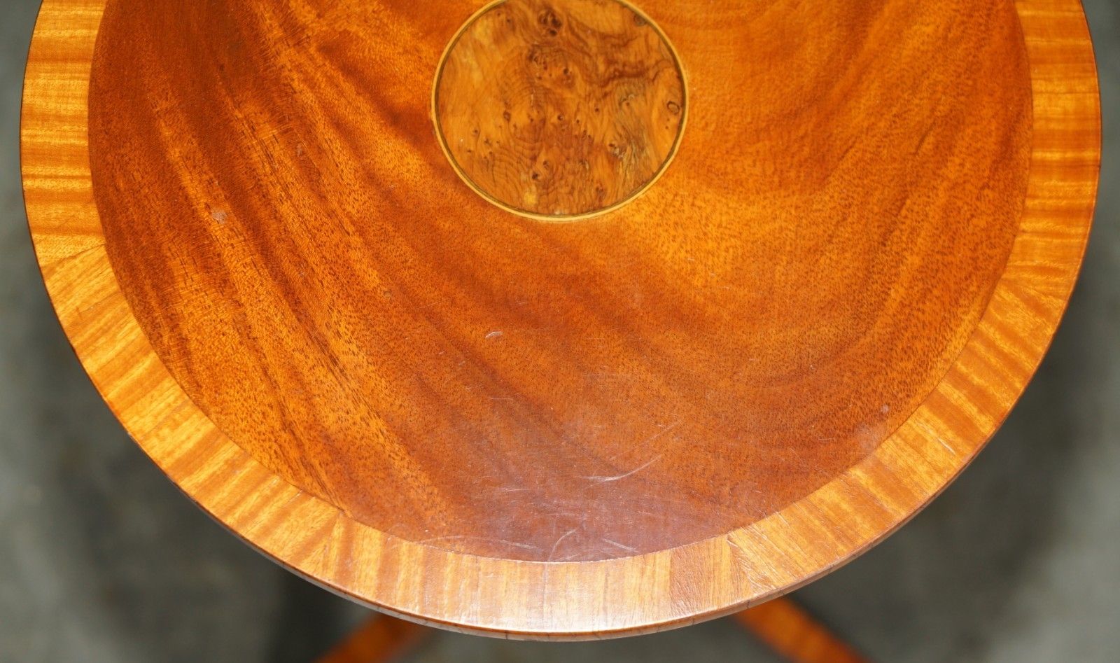 Pair Of Fully Restored Flamed Mahogany Pollard Oak Round Tripod Side End Tables photo buy