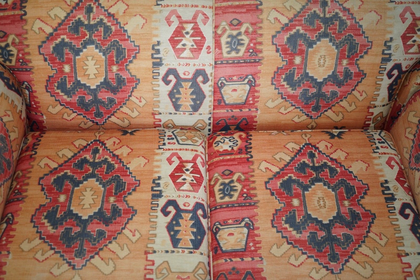Exquisite Original Edwardian Kilim Upholstered Sofa Chaise Lounge With Drop Arm photo vinterior
