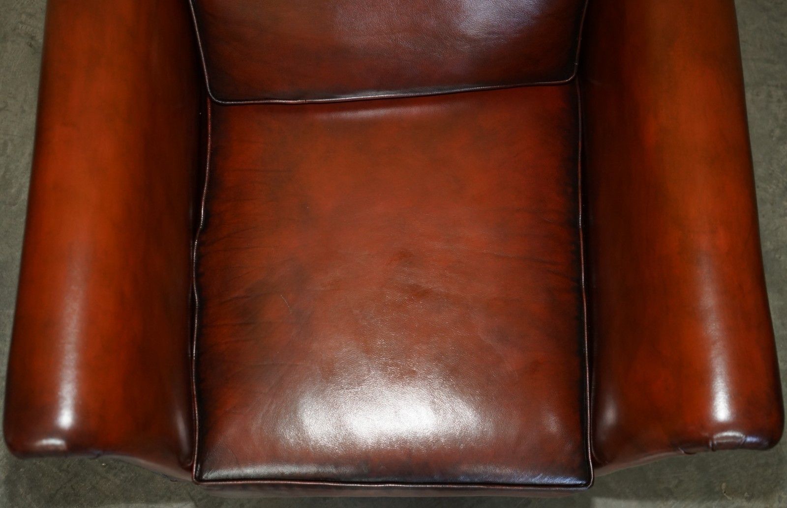 Fully Restored Victorian Style Brown Leather Armchair With English Brass Castors photo 2850.0
