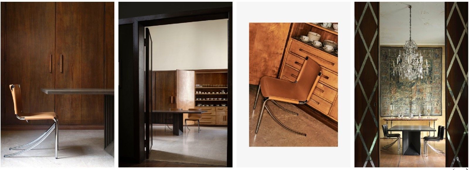 Four Restored Acerbis Jot Giotto Stoppino Brown Leather Chrome Dining Chairs photo for sale