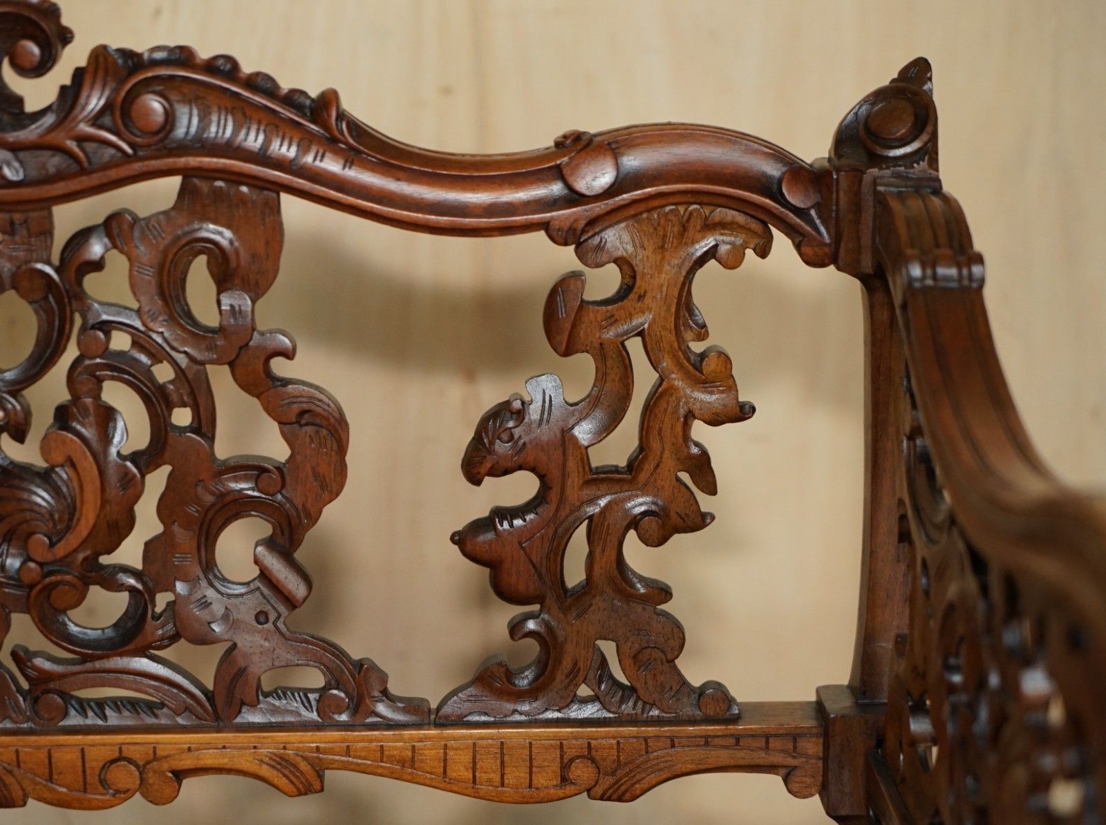 Antique 19th Century Hand Carved Walnut French Canape Armchair Floral Upholstery photo vinterior