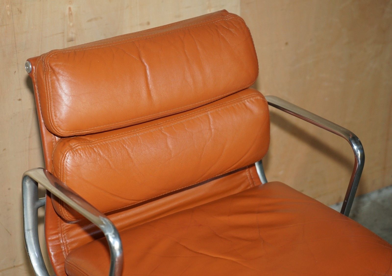 1 Of 4 Herman Miller 1977 Stamped Chanel Soft Pad Cognac Leather Captains Chair photo 3750.0