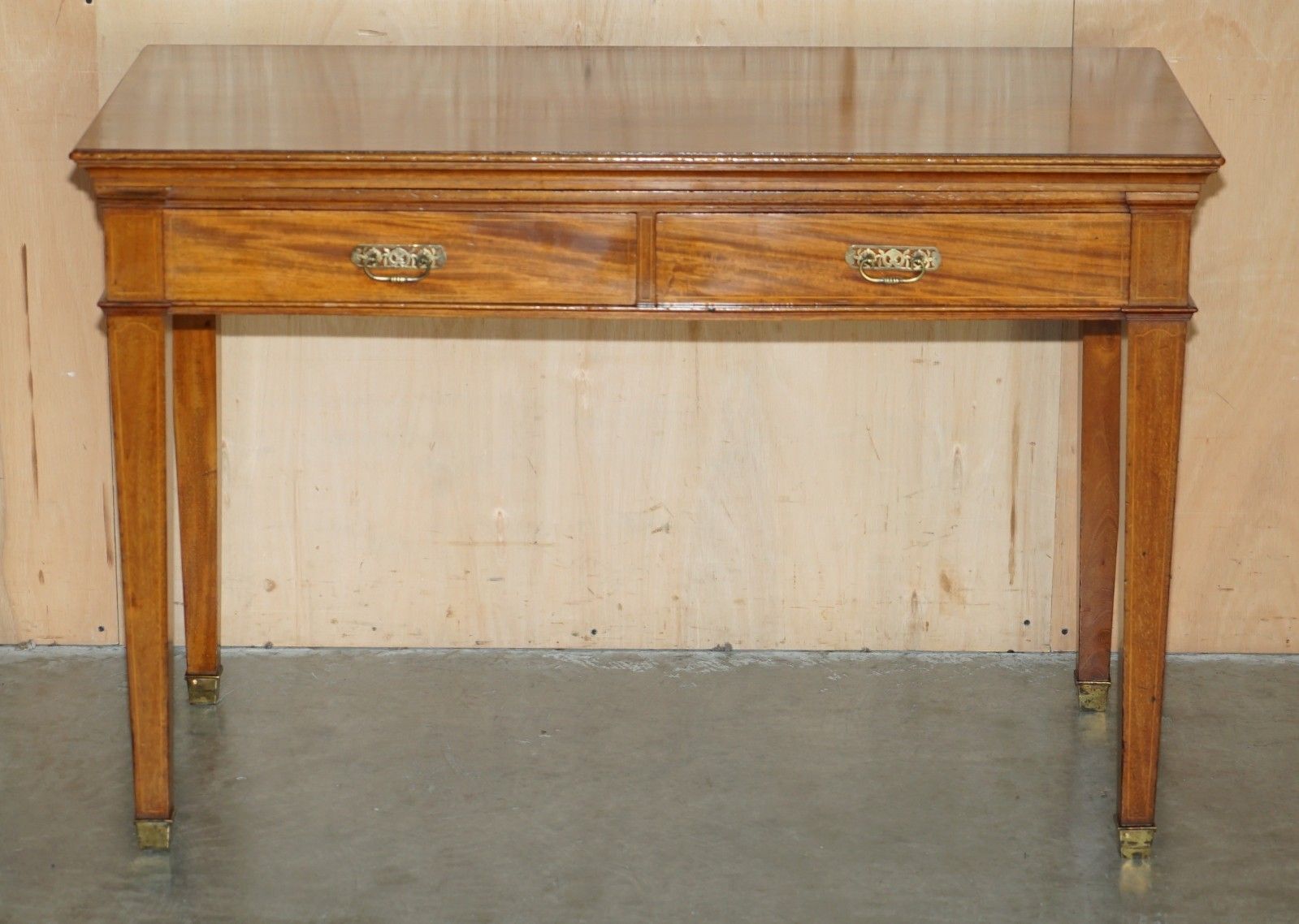 Fully Restored Howard & Son's Flamed Mahogany Marble Inset Console Table Desk photo Furniture