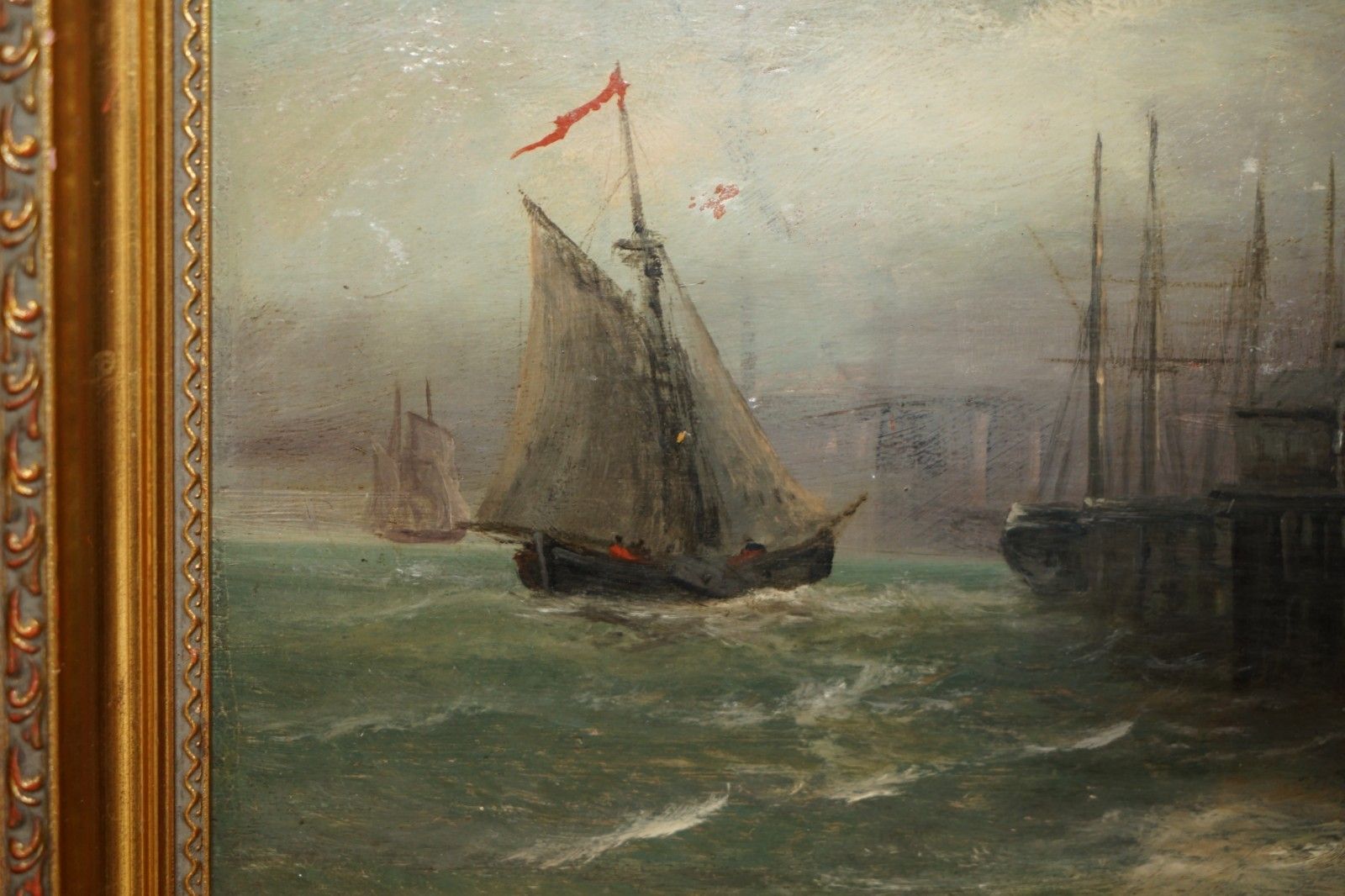 After William Anslow Thornley 1858 98 Nautical Oil Painting Titled Off The Wharf photo Art