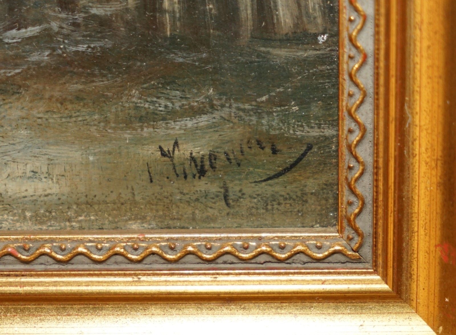 After William Anslow Thornley 1858 98 Nautical Oil Painting Titled Off The Wharf photo vintage