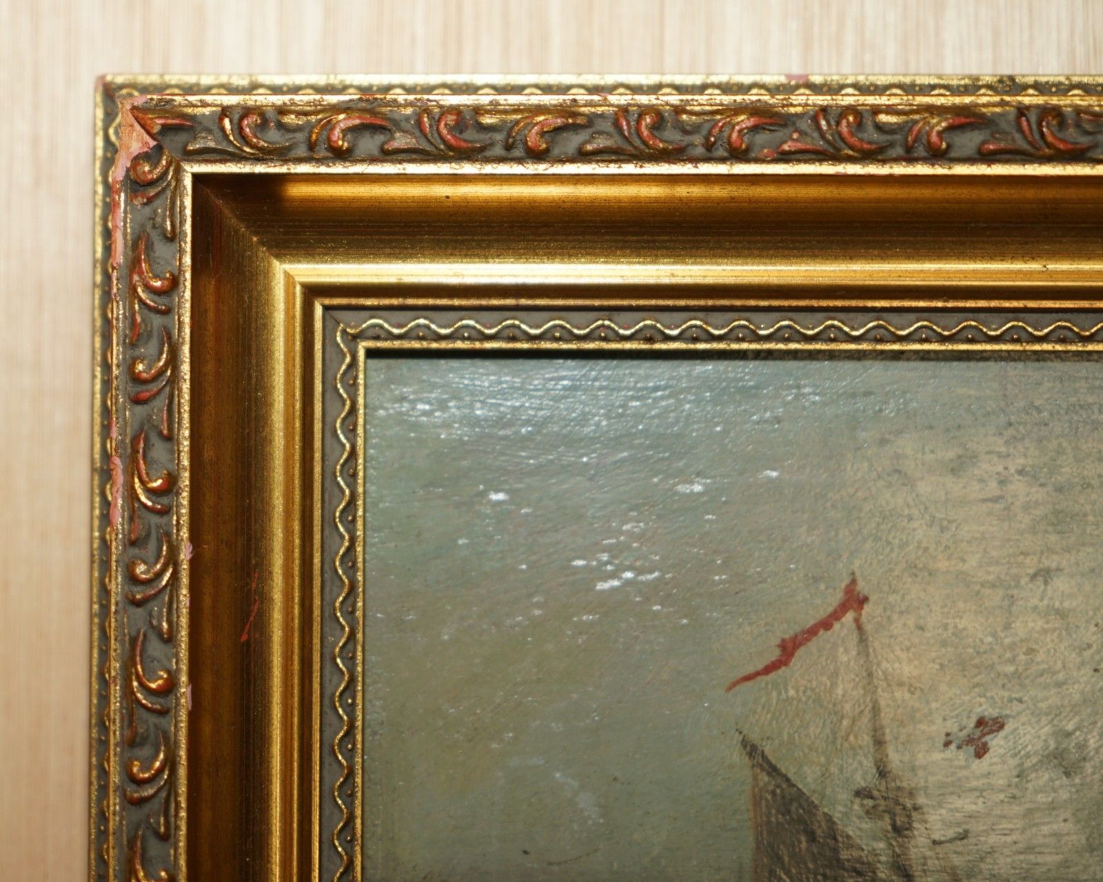 photo furniture After William Anslow Thornley 1858 98 Nautical Oil Painting Titled Off The Wharf