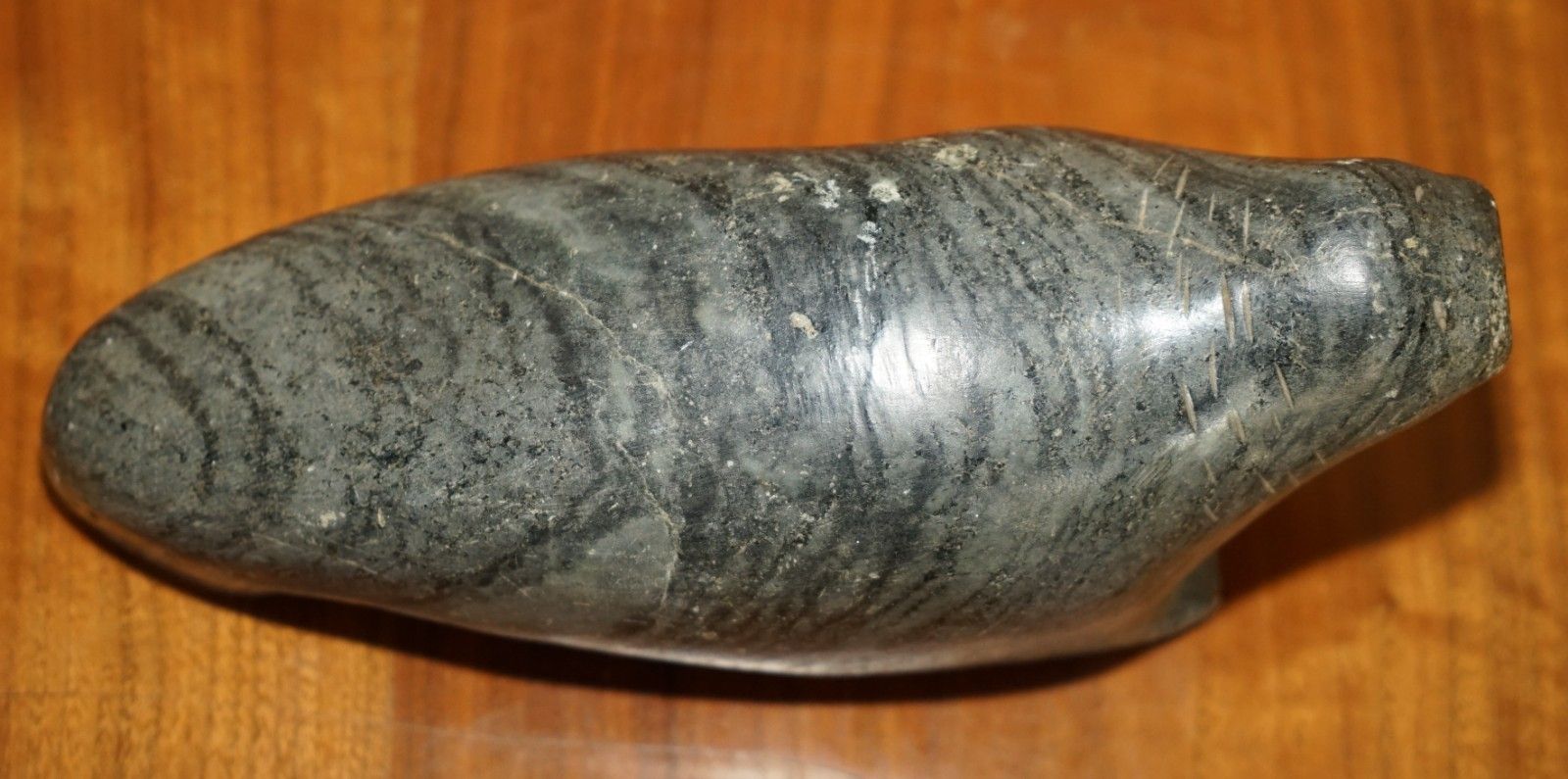 Original Signed With Serial Number Inuit Eskimo Soapstone Carving Walrus Statue photo vintage
