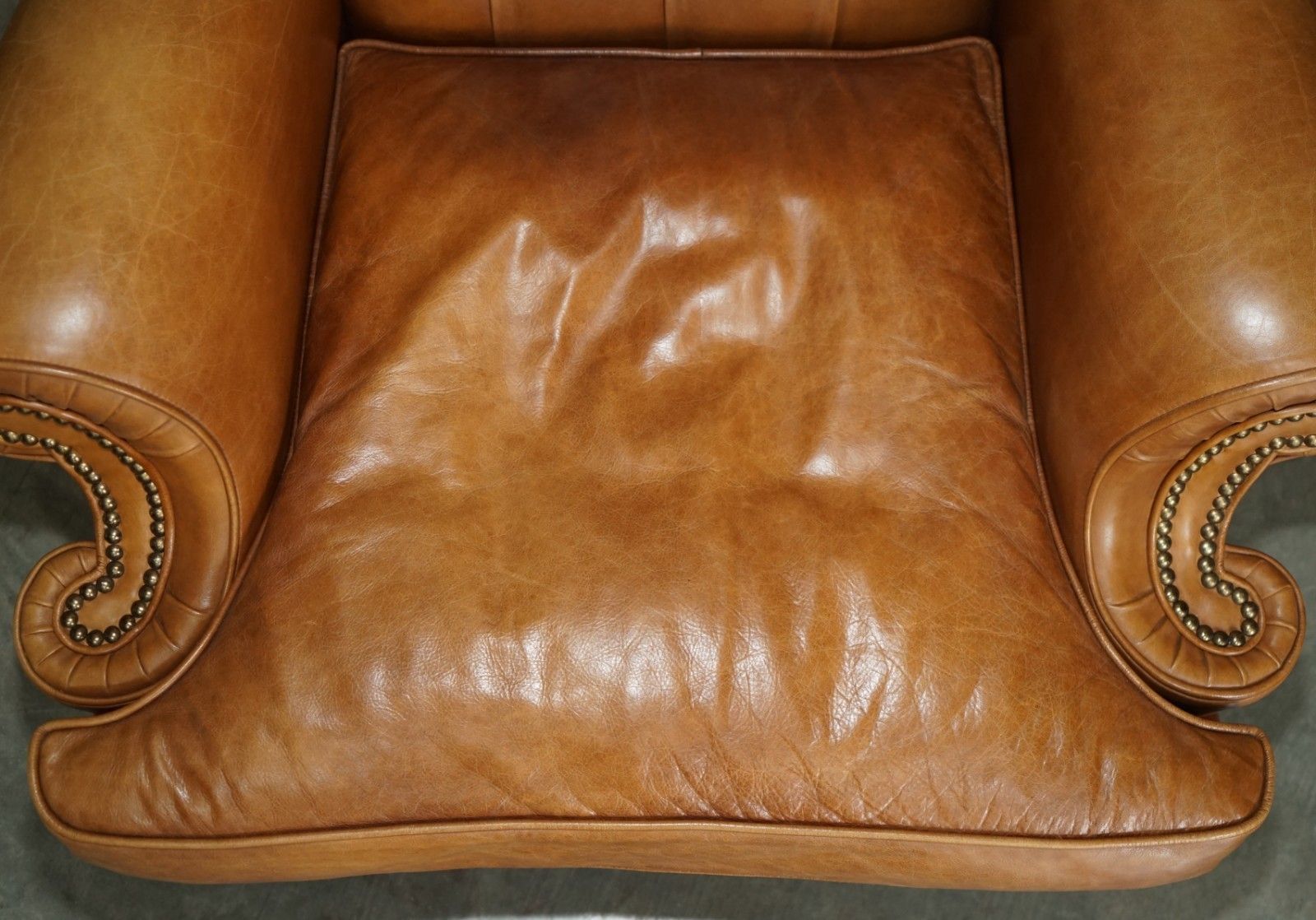 Luxury Provasi Italy Chesterfield Hand Dyed Brown Leather Wingback Armchair photo buy
