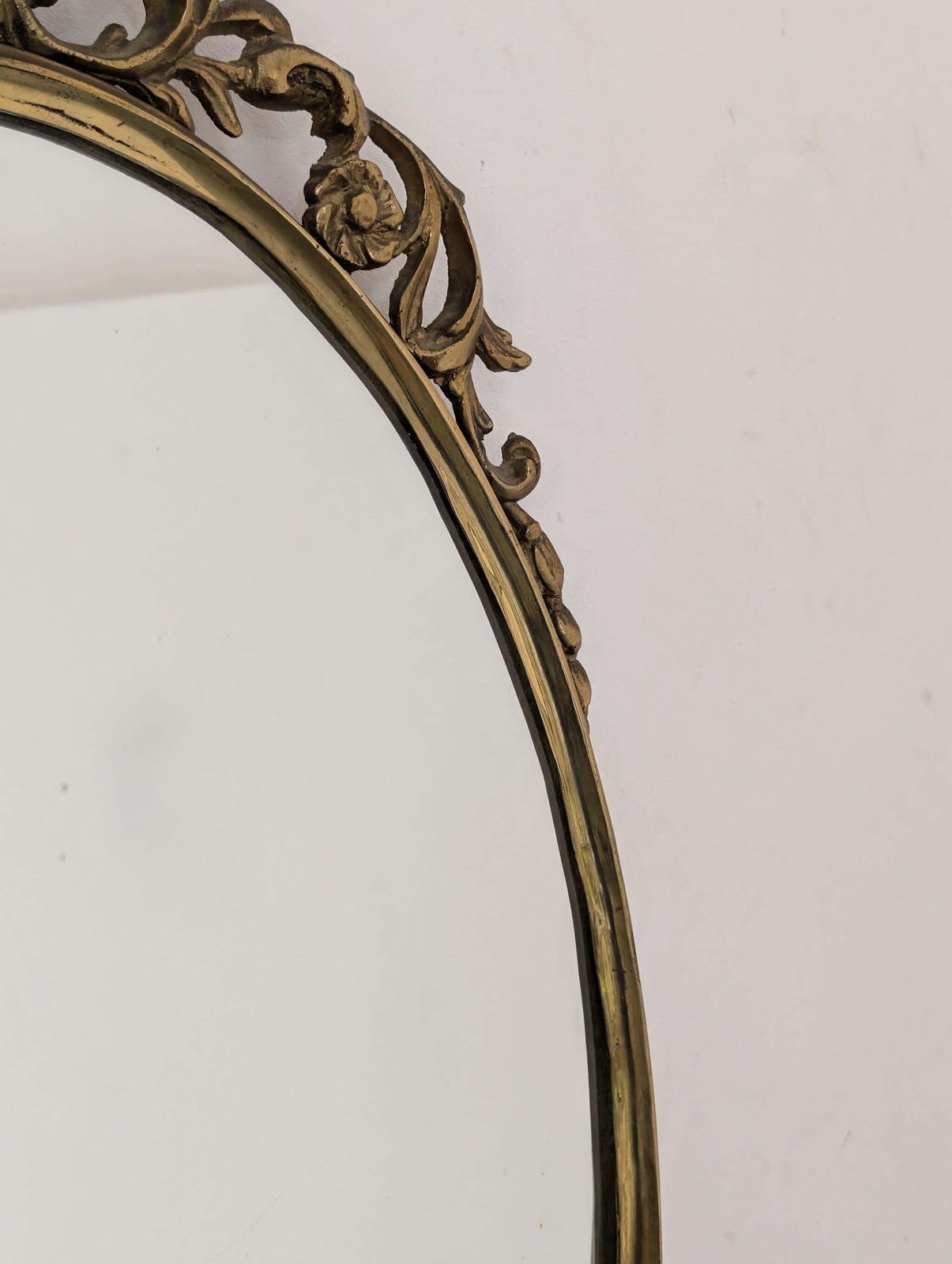 Mid Century Modern Italian Oval Bronze Cast Mirror Louis XV Baroque Style, 1950s photo buy