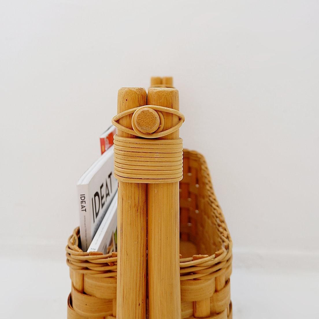 photo furniture Vintage Bohemian Style Bamboo Magazine Rack   1970s