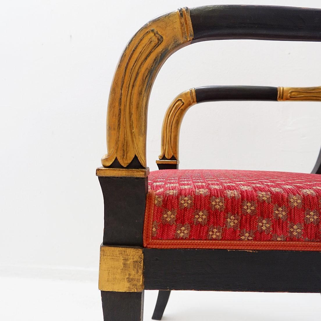 Empire Style Black And Gold Armchair   19th Century photo for sale