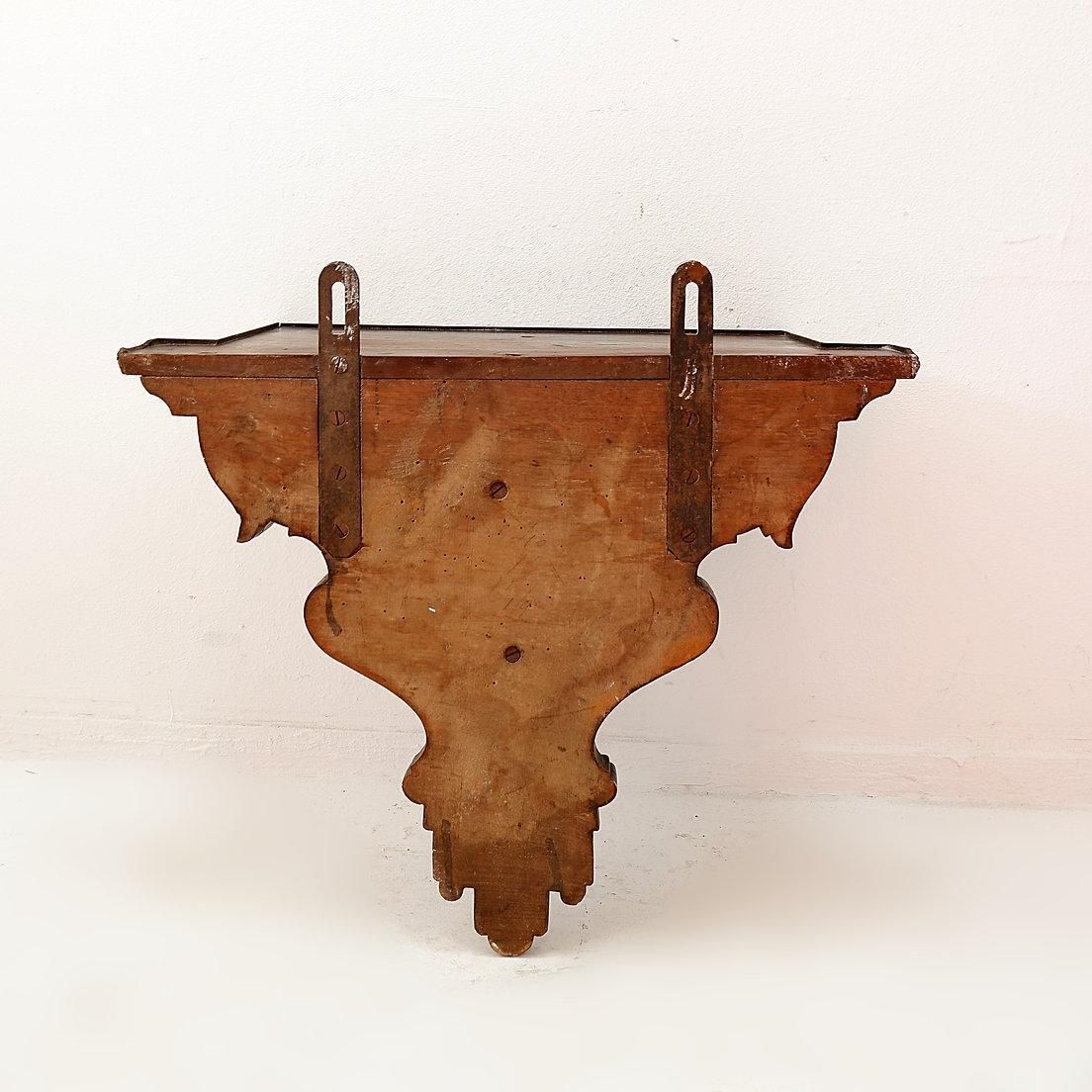 photo vinterior Antique Hand Carved Wooden Wall Shelf   19th Century