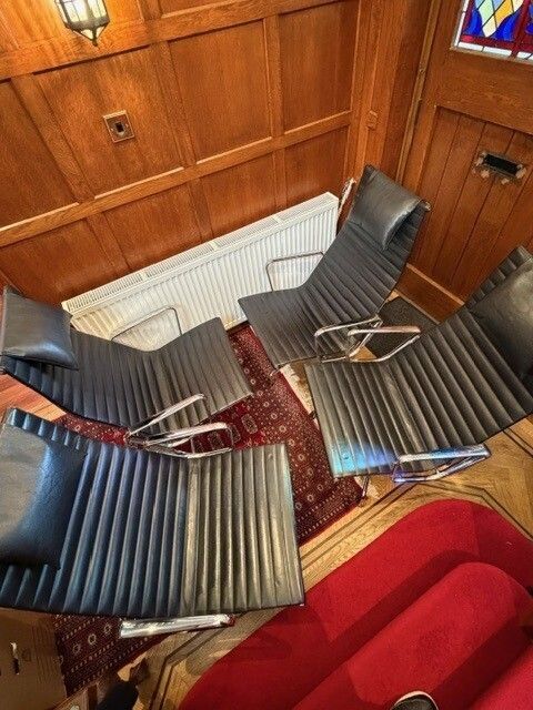 2 Charles & Ray Eames Aluminium Chairs Ea 124 – Lounge 1958 photo furniture