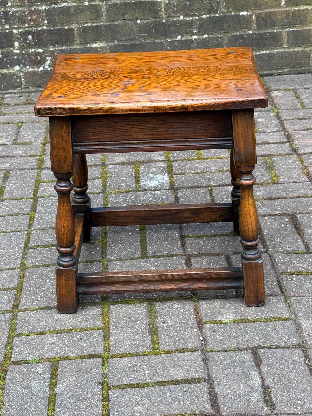 Antique Style Oak Joint Table Rustic Jacobean Revival Side Table   1960s To 70s Rustic Table 46cm W, 48cm H photo furniture