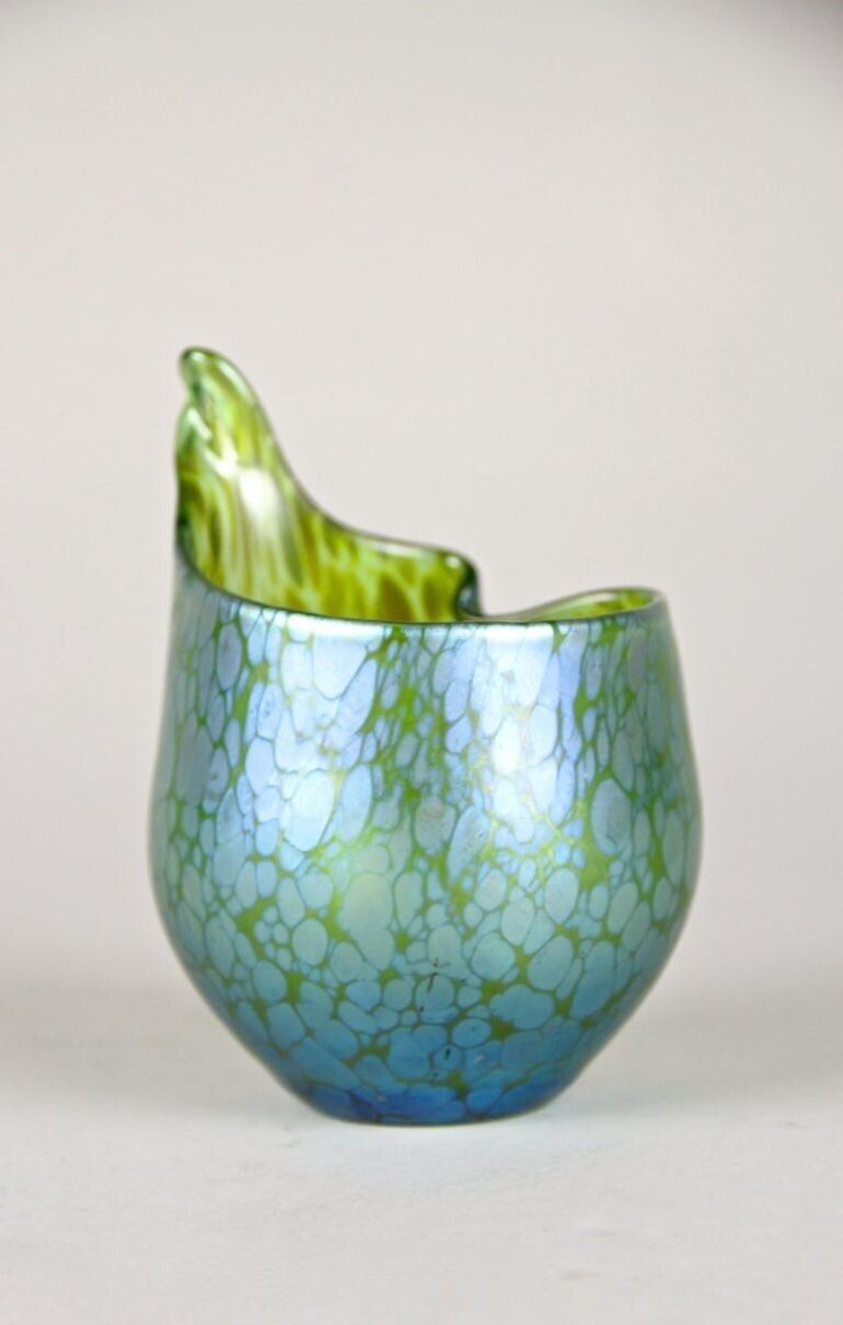 20th Century Iriscident Loetz Witwe Glass Vase Creta Papillon, Bohemia, Ca 1902 photo for sale